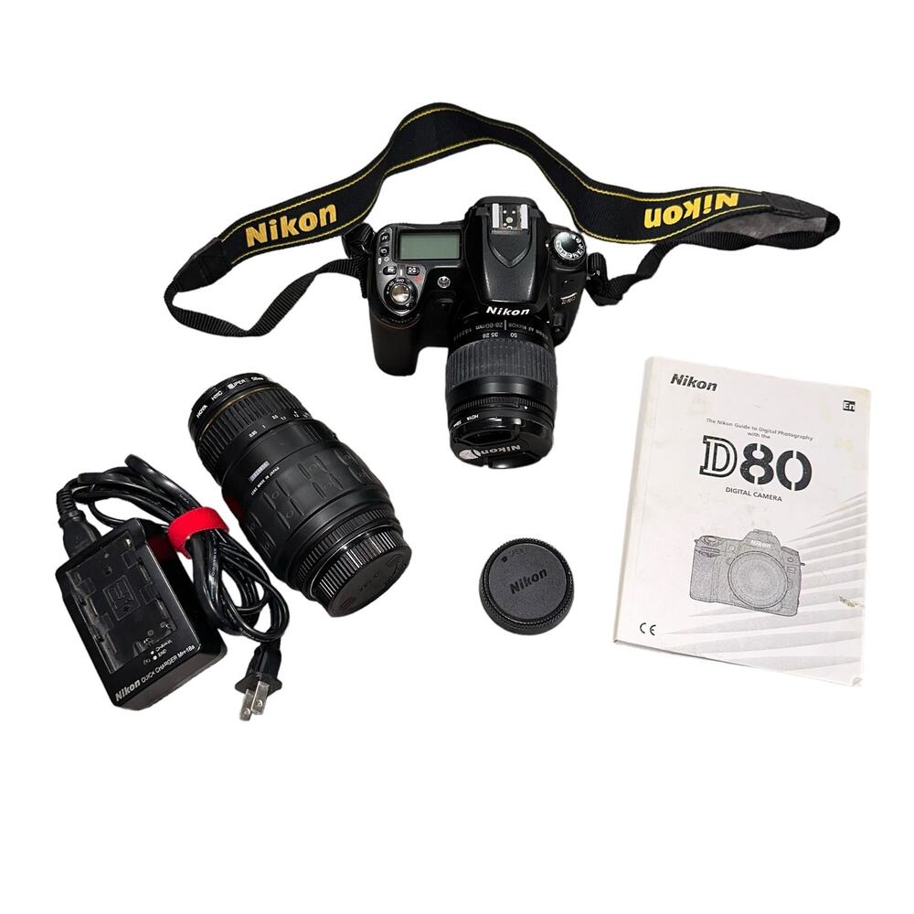 Nikon D80 DSLR Camera Bundle 2 Lenses‎ Charger Manual